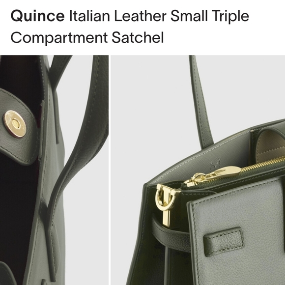 Quince NWTs Italian Leather Small Triple Compartment Satchel - Picture 9 of 12